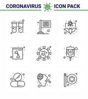 coronavirus 2019ncov covid19 prévention jeu d'icônes virus porteur de virus radiographie osseuse coronavirus viral 2019nov éléments de conception de vecteur de maladie