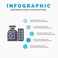 médecine médicale pilules hôpital solide icône infographie 5 étapes présentation fond vecteur