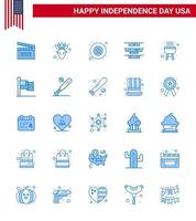 25 usa bleu signes fête de l'indépendance symboles de drapeau cuisinier militaire barbecue américain modifiable usa jour vecteur éléments de conception