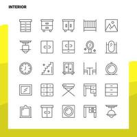 ensemble d'icônes de ligne intérieure ensemble 25 icônes conception de style minimalisme vectoriel icônes noires ensemble pack de pictogrammes linéaires