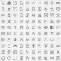 ensemble de 100 icônes de ligne d'activité créative vecteur