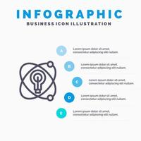 modèle d'infographie bleu ampoule nucléaire éducation atome 5 étapes modèle d'icône de ligne vectorielle vecteur