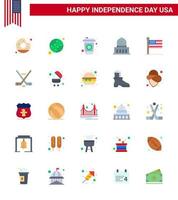 pack plat de 25 symboles de la fête de l'indépendance des états-unis du drapeau uni bouteille usa city modifiable usa day vector design elements