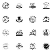 bonne fête des pères salutation main lettrage badges 16 noir faute de frappe isolé sur blanc typographie modèle de conception pour affiche bannière carte cadeau t shirt impression étiquette autocollant rétro vintage style vecteur je