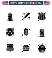 stock vector icon pack of american day 9 lignes signes et symboles pour cola crème usa police popsicle police modifiable usa day vector design elements