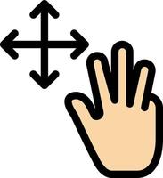trois gestes de doigt maintiennent le modèle de bannière d'icône de vecteur d'icône de couleur plate