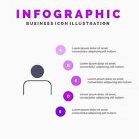 profil de personnes instagram définit l'icône solide de l'utilisateur infographie 5 étapes fond de présentation vecteur