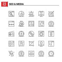 25 seo media icon set vector background