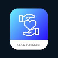 coeur donner main amour préféré bouton application mobile version ligne android et ios vecteur