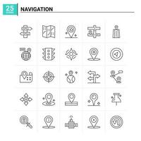 25 icônes de navigation définies fond vectoriel