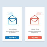 e-mail message ouvert bleu et rouge télécharger et acheter maintenant modèle de carte de widget web vecteur