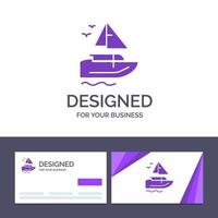 carte de visite créative et modèle de logo bateau bateau transport navire illustration vectorielle vecteur