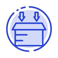 boîte logistique ouverte l'icône de la ligne en pointillé bleu vecteur