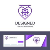 carte de visite créative et carte de modèle de logo amour coeur mariage illustration vectorielle vecteur