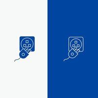 fiche électrique cordon électrique ligne de charge et glyphe icône solide bannière bleue ligne et glyphe icône solide bannière bleue vecteur