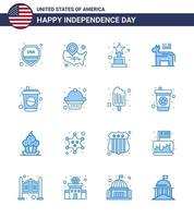 ensemble de 16 pack de blues moderne le jour de l'indépendance des états-unis cola symbole emplacement broche politique âne modifiable usa day vector design elements