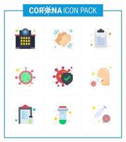 9 illustrations vectorielles pandémiques de virus corona de couleur plate micro-organisme covid liste de coronavirus sec coronavirus viral 2019nov éléments de conception de vecteur de maladie