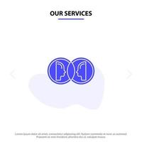 nos services coin face double homme en double icône de glyphe solide modèle de carte web vecteur