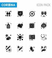 ensemble simple de covid19 protection bleu 25 icône pack icône inclus lotion stage laboratoire cible test coronavirus viral 2019nov maladie vecteur éléments de conception