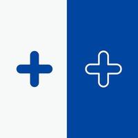 ajouter une nouvelle ligne de signe plus et une icône solide de glyphe une bannière bleue une ligne et une icône solide de glyphe une bannière bleue vecteur