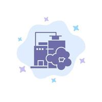 icône bleue de pollution de paysage d'industrie d'usine sur le fond abstrait de nuage vecteur