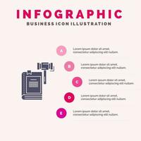 loi action vente aux enchères tribunal marteau marteau juridique icône solide infographie 5 étapes présentation arrière-plan vecteur