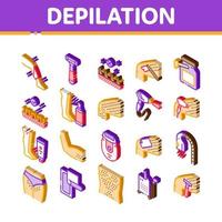 procédure d'épilation icônes isométriques set vector