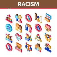 vecteur de jeu d'icônes isométriques de discrimination raciste