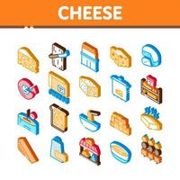 fromage laitier icônes isométriques set vector