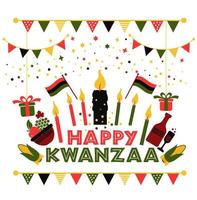 bannière pour kwanzaa aux couleurs traditionnelles vecteur