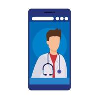 médecine en ligne avec un médecin sur le smartphone vecteur