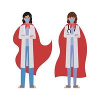 femmes médecins héros avec capes contre la conception de vecteur de virus ncov 2019