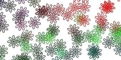 modèle de doodle de vecteur multicolore clair avec des fleurs.