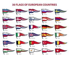30 drapeaux des pays européens vecteur