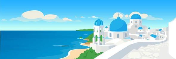 illustration vectorielle de couleur plat ville côtière grecque vecteur