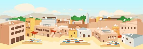 illustration vectorielle de couleur plat vieille ville tunisienne vecteur