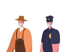 jardinier mâle et police avec conception de vecteur de masques
