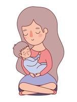 mère avec dessin vectoriel bébé