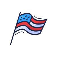 drapeau usa de style doodle dessiné à la main avec des étoiles. doodle dessin bannière américaine pour la fête de l'indépendance. vecteur