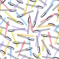 motif de stylos colorés en style cartoon. texture transparente avec des stylos. éléments vectoriels de doodle. retour aux antécédents scolaires. croquis dessiné à la main. vecteur