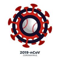 vecteur de baseball signe attention coronavirus. arrêter l'épidémie de 2019-ncov. danger de coronavirus et risque de maladie pour la santé publique et épidémie de grippe. annulation du concept d'événements sportifs et de matchs