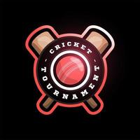 logo vectoriel de cricket cercle avec chauve-souris croisée. typographie professionnelle moderne sport emblème de vecteur de style rétro et conception de logo de modèle. logo coloré de volleyball