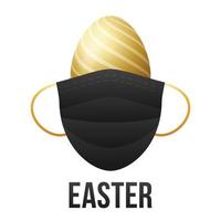 oeuf de Pâques doré réaliste avec masque jetable médical sur fond blanc vecteur