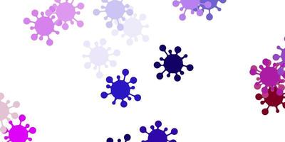 modèle vectoriel violet clair, rose avec des éléments de coronavirus