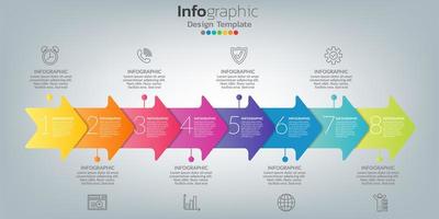 infographie dans le concept d'entreprise avec 8 options, étapes ou processus.