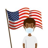 drapeau américain et campagne de prévention des coronavirus vecteur
