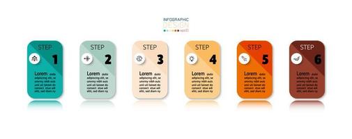 Ensemble d'étapes infographiques colorées de 6 étapes vecteur