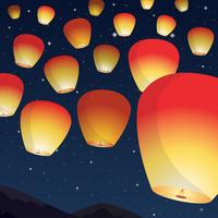 Sky Lantern Festival dans la nuit Illustration vectorielle vecteur