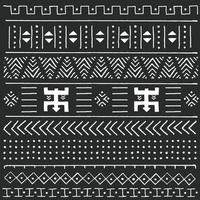 motif ethnique tribal noir et blanc avec des éléments géométriques vecteur