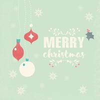 carte postale joyeux Noël avec décoration de boules, flocons de neige et fleurs vecteur